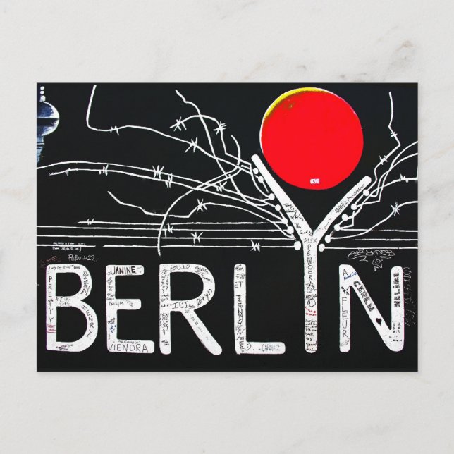 East Side Gallery, Berliner Mauer, Barbed Wire/Red Postkarte (Vorderseite)