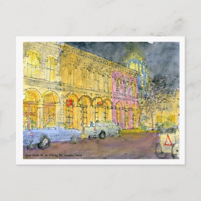 East Sixth St. at Trinity St, Austin, Texas Postkarte (Vorderseite)