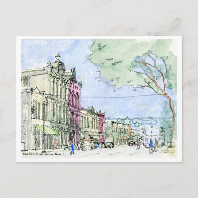 East Sixth Street, Austin, Texas Postkarte (Vorderseite)