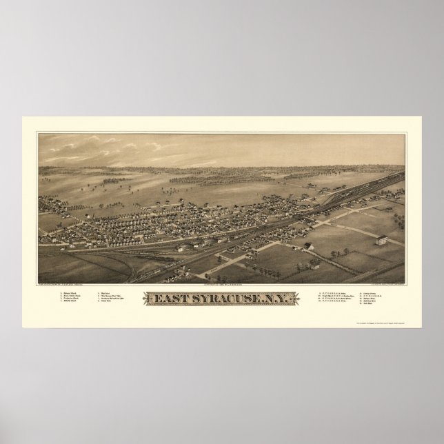 East Syrakus, NY Panoramic Map - 1885 Poster (Vorne)