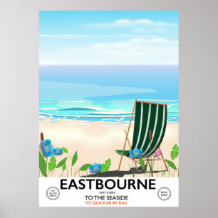 Eastbourne Beach East Sussex Reiseplakat Poster