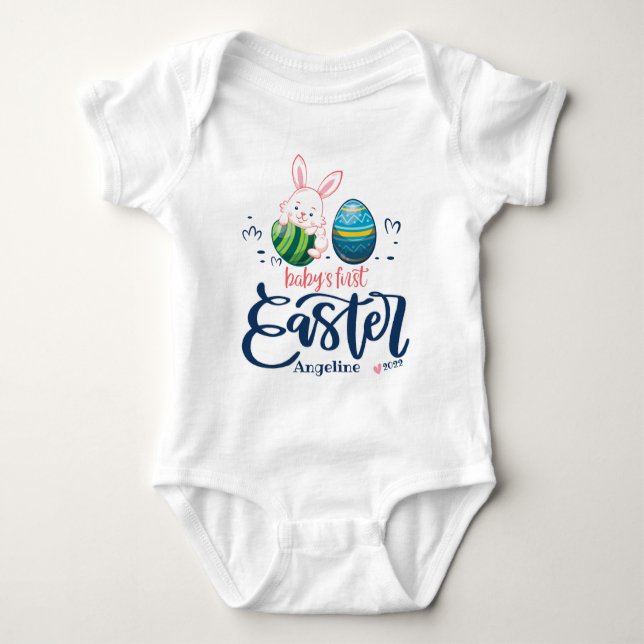 Easter Baby Boy Individuelle Name Strampler (Vorderseite)