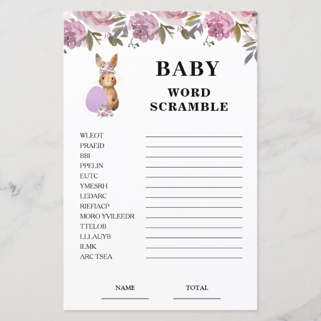Easter  Baby Shower Scramble Game (Vorderseite)
