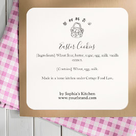 Easter Basket Minimalist Bakery Ingredient Product Quadratischer Aufkleber