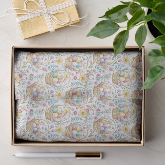 Easter Basket & Spring Floral Pattern Seidenpapier (Geschenk)