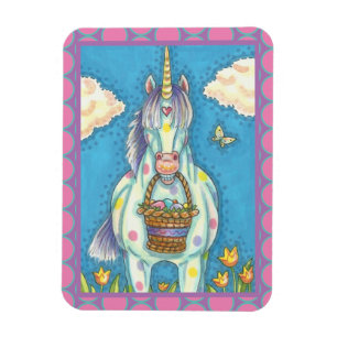 EASTER BASKET UNICORN, CUTE FANTASY HORSE MAGNET
