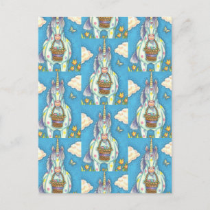 EASTER BASKET UNICORN, NIEDLICHE FANTASY HORSE POS POSTKARTE