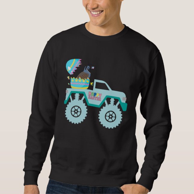 Easter Bearded Dragon Bunny Riding Monster Truck T Sweatshirt (Vorderseite)