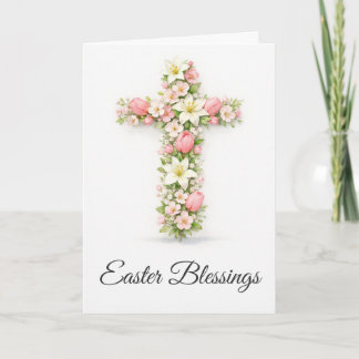 Easter Blessings Floral Cross Christian Easter  Karte