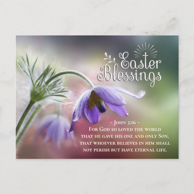 Easter Blessings God so Loved the World John 3:16 Postkarte (Vorderseite)