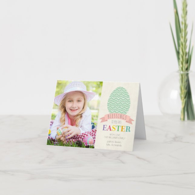 Easter Blessings Photo Greeting Card Feiertagskarte (Vorderseite)