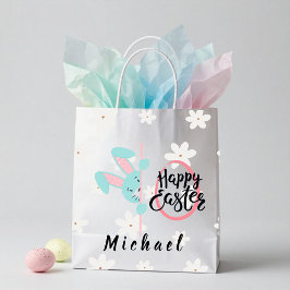 Easter Blue Bunny Personalized Gift Bag Mittlere Geschenktüte