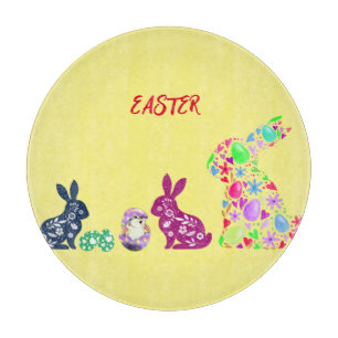 "EASTER" BLÜHTE BUNNYS GLAS-SCHNITTSTELLE SCHNEIDEBRETT