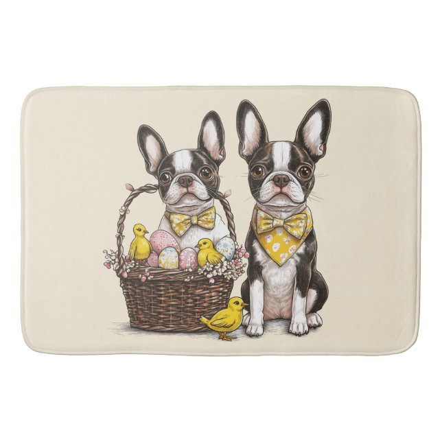 Easter Boston Terrier Dogs Badematte (Vorderseite)