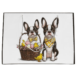 Easter Boston Terrier Dogs Große Geschenktüte
