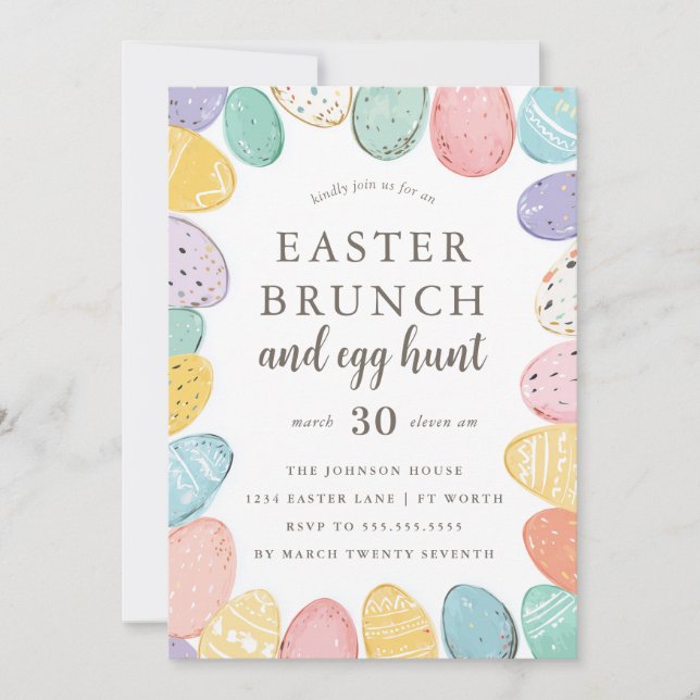 Easter Brunch and Egg Hunt Easter Holiday Invitati Einladung (Vorderseite)