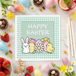 Easter Brunch & Egg Hunt Green Gingham  Serviette