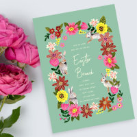Easter brunch floral bunny invitation