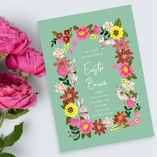 Easter brunch floral bunny invitation einladung