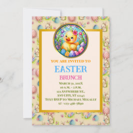 EASTER BRUNCH, Küken, Blume und bunte Eier Einladung