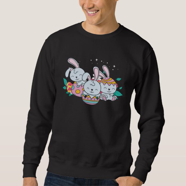 Easter Bunnies Happy Easter Easter Eggs Sweatshirt (Vorderseite)
