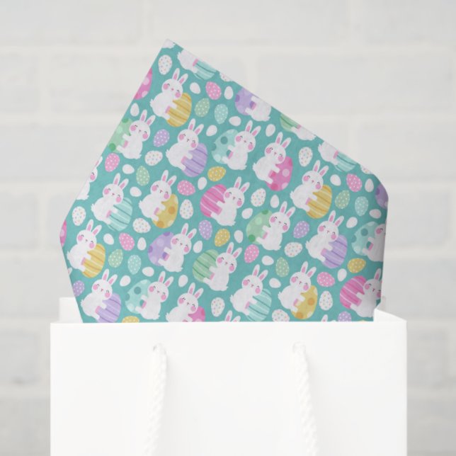 Easter Bunnies Hugging Easter Eggs Kids Pattern Seidenpapier (Geschenk Tasche)
