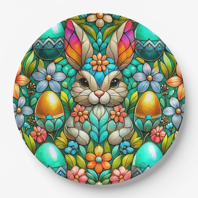 EASTER BUNNY 3D ~ Alkoholtinten ~ Papierplatte Pappteller (Vorderseite)