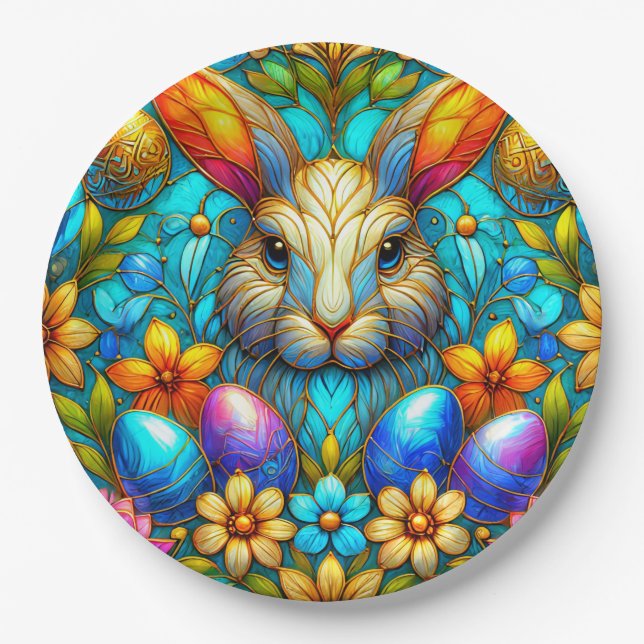 EASTER BUNNY 3D ~ mehrfarbig ~ Pappteller (Vorderseite)