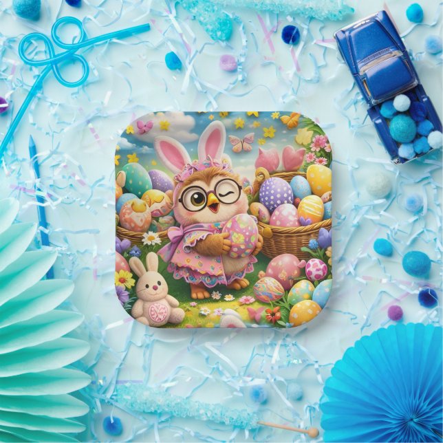 Easter bunny and colourful eggs party design pappteller (Party)