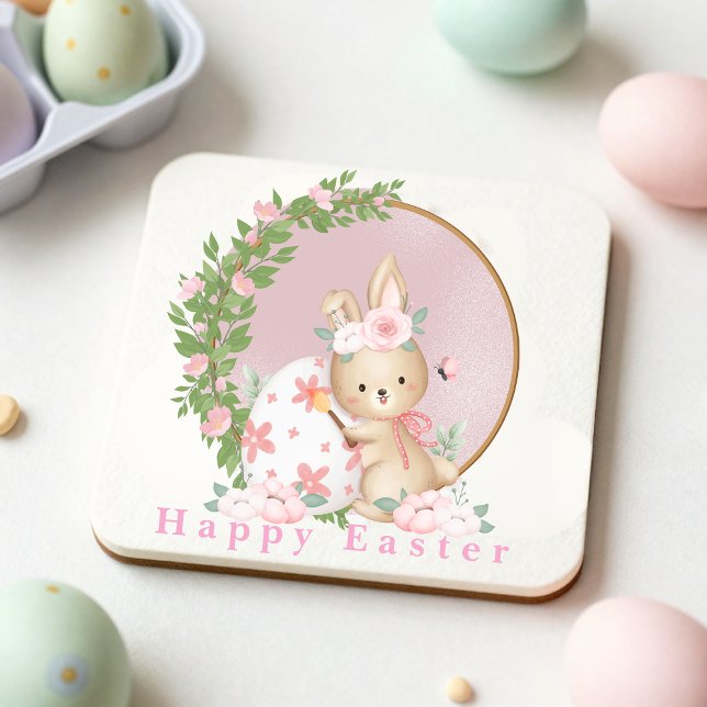Easter Bunny at Garden Paper Coaster Rechteckiger Pappuntersetzer (Von Creator hochgeladen)