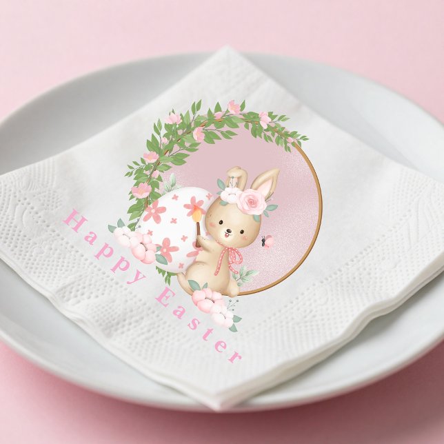Easter Bunny at Garden Paper Napkin Serviette (Von Creator hochgeladen)