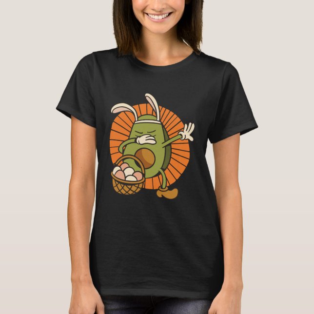 Easter Bunny Avocado with Rabbit Ears and Basket o T-Shirt (Vorderseite)
