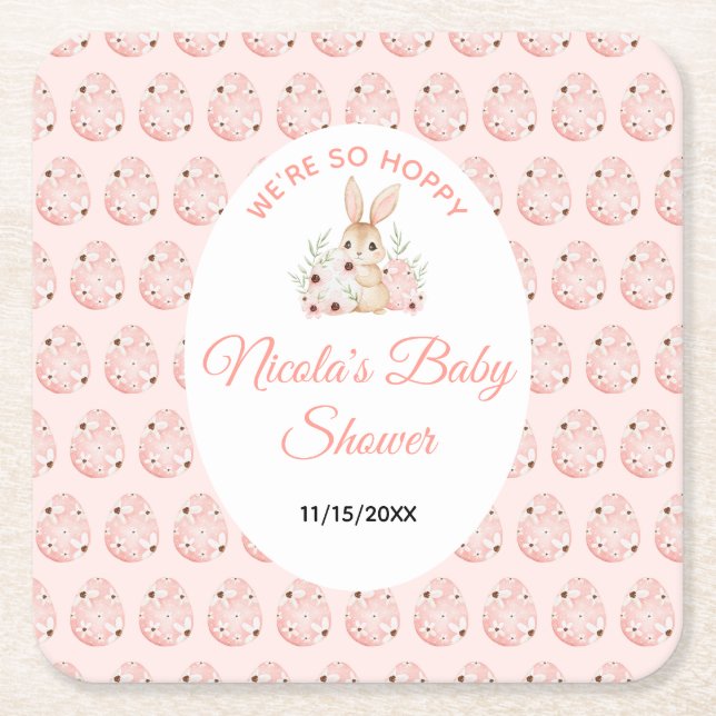 Easter Bunny Baby Shower Rechteckiger Pappuntersetzer (Vorderseite)