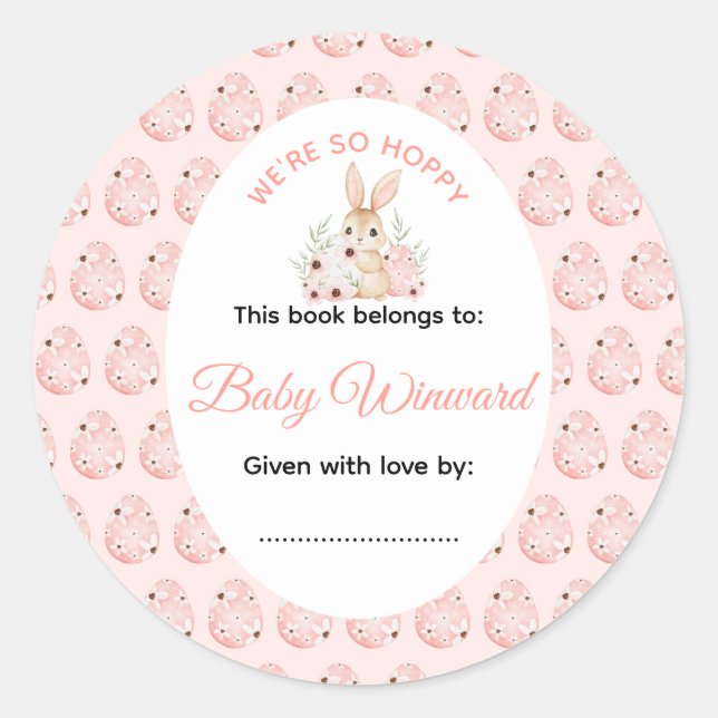 Easter Bunny Baby Shower Runder Aufkleber (Vorderseite)