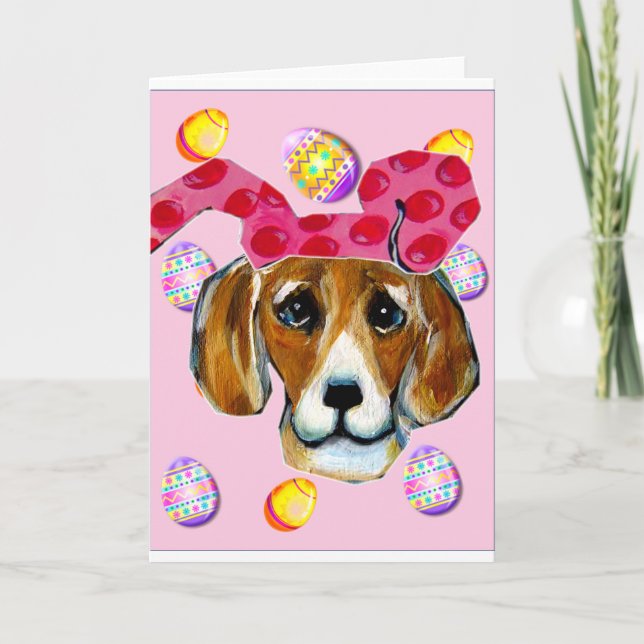 EASTER BUNNY BEAGLE FEIERTAGSKARTE (Vorderseite)