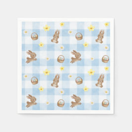 Easter Bunny Blue Gingham Serviette