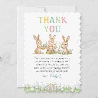 Easter Bunny Boy First Birthday Thank You Card Dankeskarte