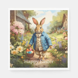 Easter Bunny Collecting Easter Eggs Serviette