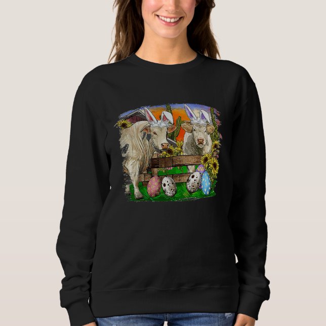 Easter Bunny COw Happy Easter Cow Happy Easter Hei Sweatshirt (Vorderseite)