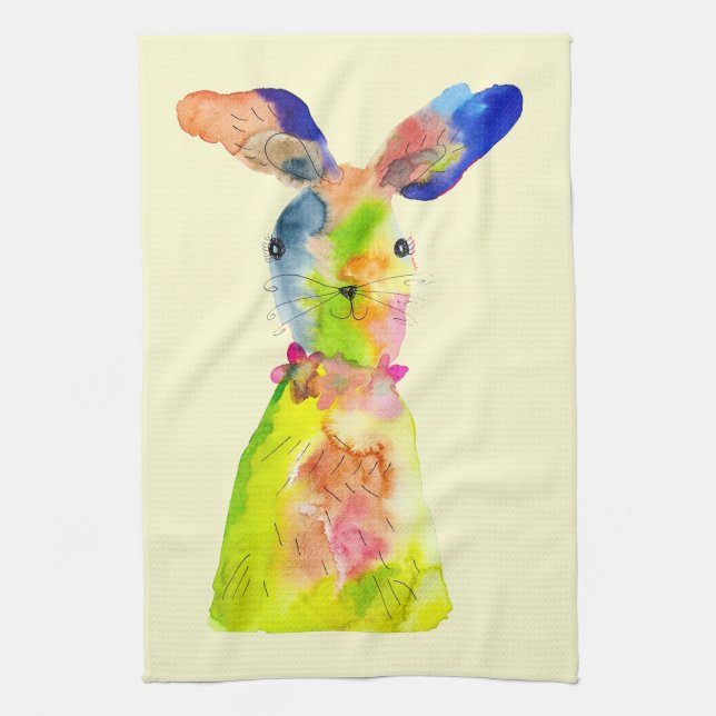 Easter bunny cute watercolor geschirrtuch (Vertikal)