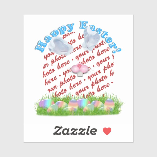 Easter Bunny (Ears & Nose Adjustable) Photo Frame Aufkleber (Blatt)
