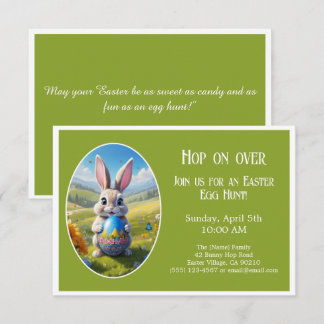 Easter bunny | Egg Hunt  | Hop on over | green -  Einladung