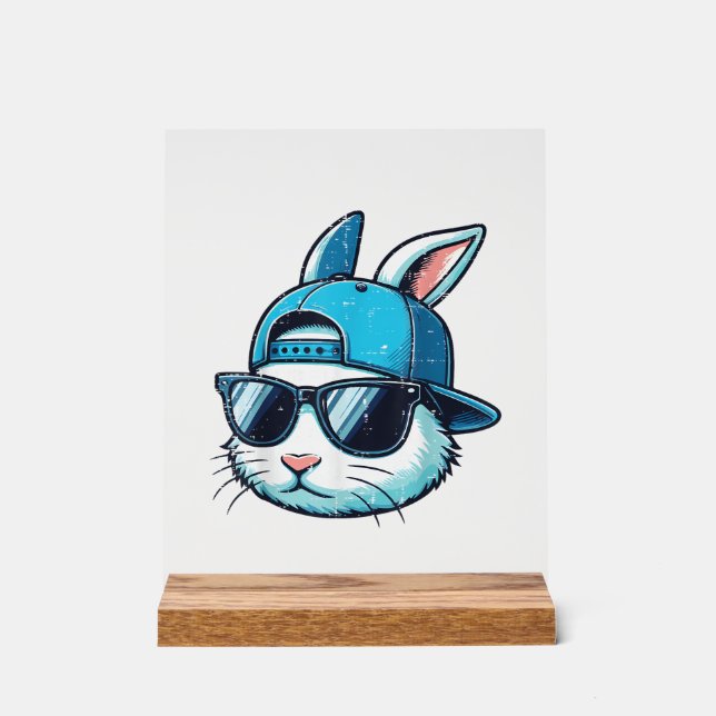 Easter Bunny Face Baseball Cap Sunglasses Rabbit B (Recto)