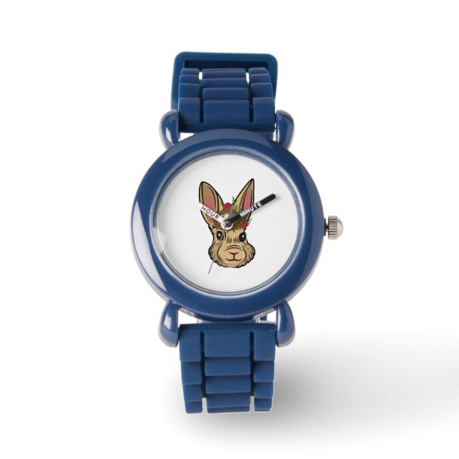 Easter Bunny Face Flower With Rabbit Easter Egg Armbanduhr (Vorderseite)
