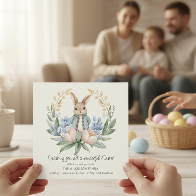 Easter bunny Floral Easter Greeting Card Karte (Von Creator hochgeladen)