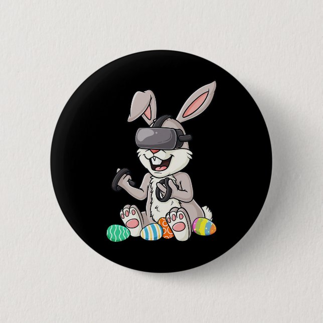 Easter Bunny Gamer Fun Eggs Gaming Kleinkind Boys  Button (Vorderseite)