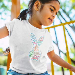 Easter Bunny Graphic Word Cloud with Kid Name Kleinkind T-shirt