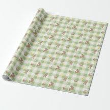 Easter Bunny Green Gingham Wrapping Paper