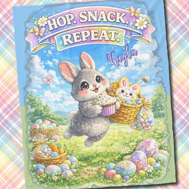 Easter Bunny Hop Snack Repeat Pastel  Fleecedecke (Von Creator hochgeladen)