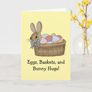 Easter Bunny in Basket with Eggs Karte